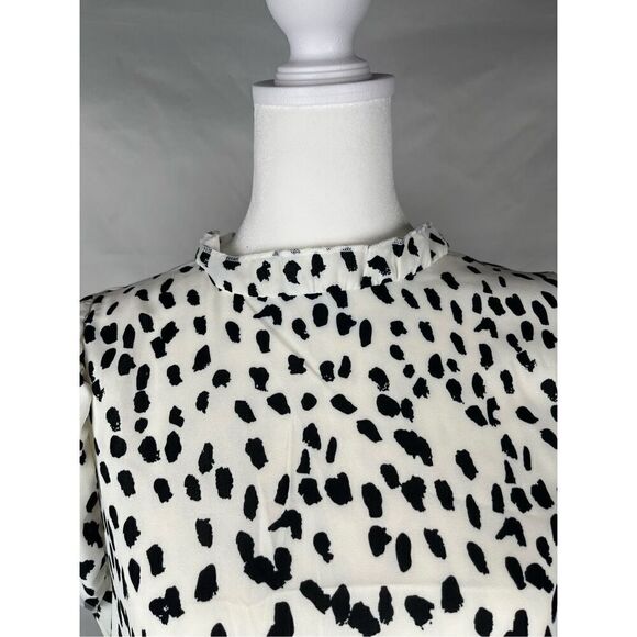 Women’s Spotted Ruffle Sleeve High Neck Sleeveless Top Medium - Picture 3 of 8